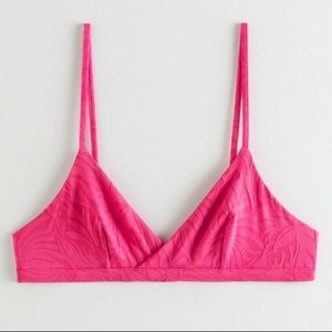 & other stories pink jacquard triangle bikini top size 8